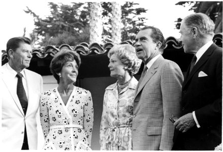 President Richard Nixon, Pat Nixon, Ronald Reagan, Nancy Reagan, and George Murphy at the Western White House