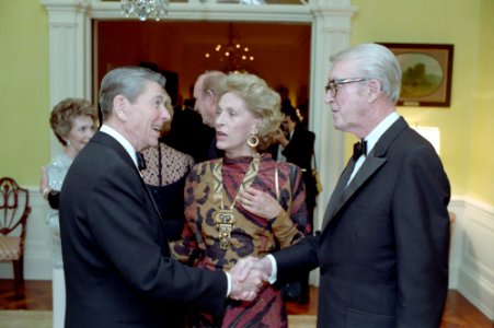 President Ronald Reagan with Jimmy Stewart and Gloria Stewart