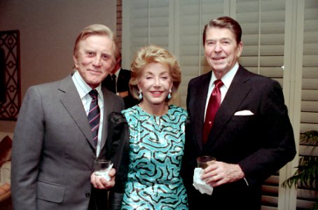 President Ronald Reagan with Kirk Douglas and Mrs. Douglas attending a private dinner
