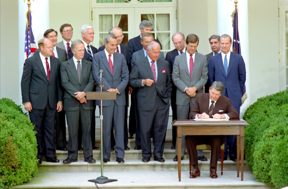 President Ronald Reagan at The Signing Ceremony for Hr 324 The Federal Debt Limit and Deficit Reduction Bill