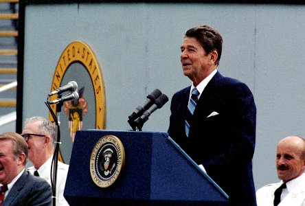 President Ronald Reagan at the United States Military Academy Commencement Ceremony photo