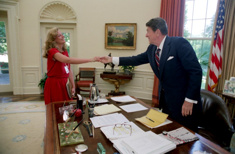 President Ronald Reagan with Peggy Noonan