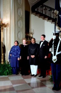 President Ronald Reagan, Nancy Reagan, Mohammad Zia Ul Haq, and Shafiq Zia