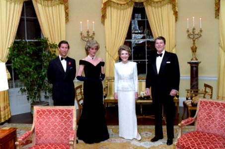 President Ronald Reagan, Nancy Reagan, Prince Charles, and Princess Diana in the Yellow Oval Room photo