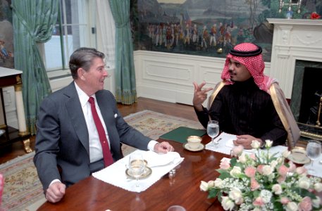 President Ronald Reagan with Prince Bandar