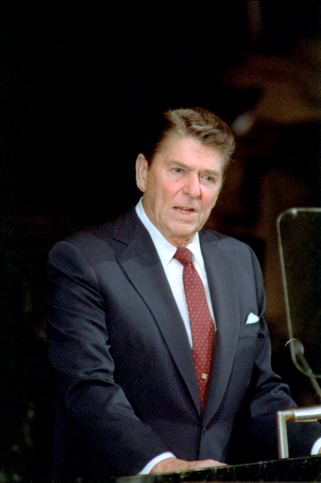 President Ronald Reagan addresses the United Nations General Assembly in New York City