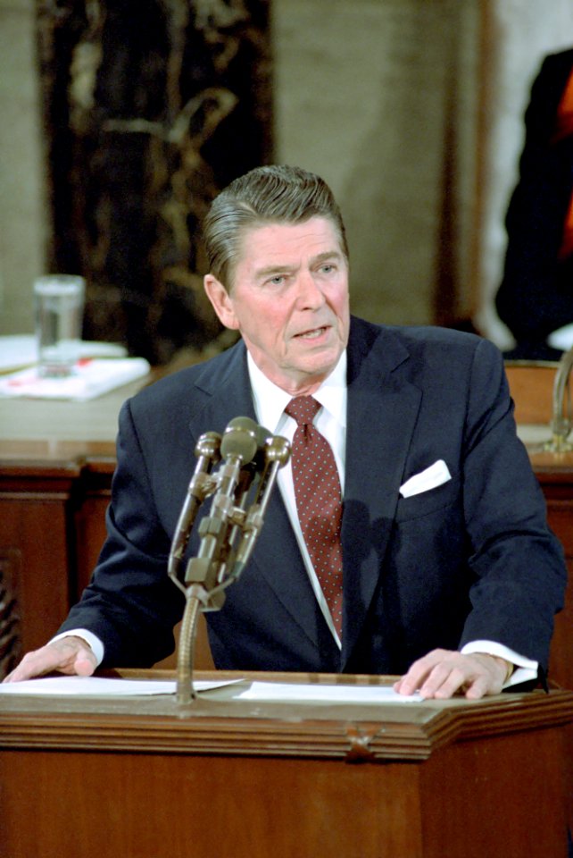 President Ronald Reagan addressing the Joint Session of Congress