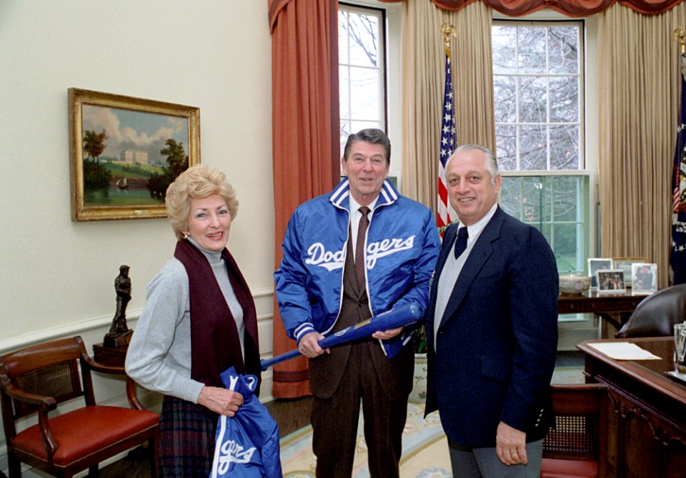 President Ronald Reagan with Tommy Lasorda and Jane Lasorda