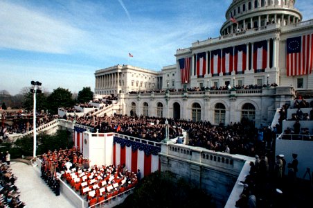 President Ronald Reagan delivers his inaugural address