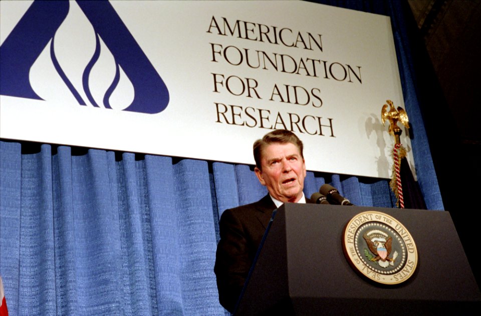 President Ronald Reagan delivers remarks to the American Foundation for AIDS Research