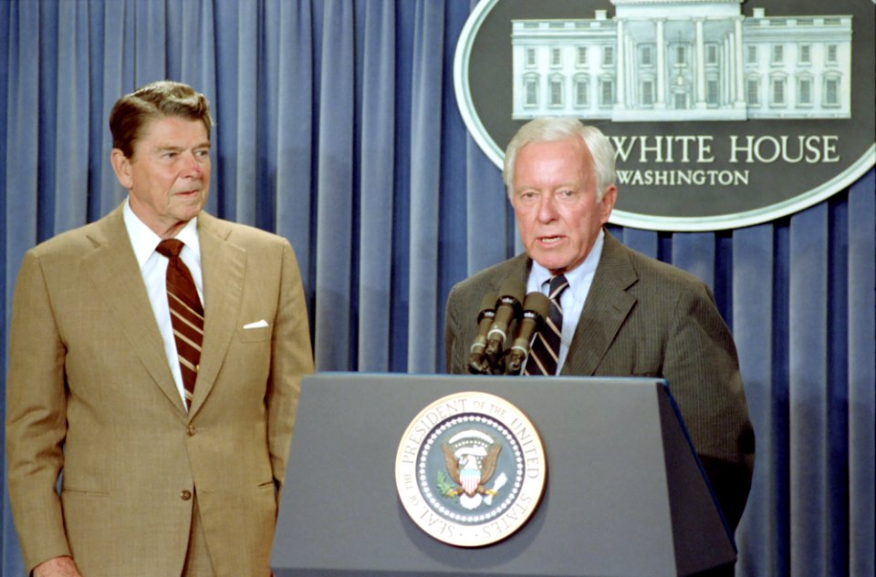 President Ronald Reagan and C. William Verity