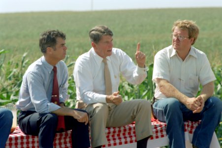 President Ronald Reagan and John Block Visiting The Dee Family Farm in State Center Iowa
