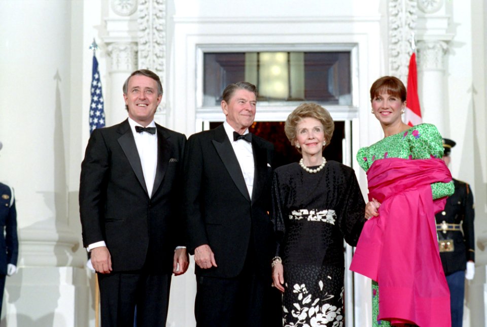 President Ronald Reagan, Nancy Reagan, Brian Mulroney, and Mila Mulroney