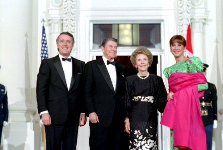 President Ronald Reagan, Nancy Reagan, Brian Mulroney, and Mila Mulroney