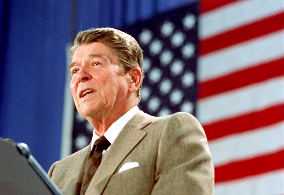 President Ronald Reagan During a Trip to Baltimore Maryland and a Linda Chavez for U.S. Senate Fundraiser Luncheon at Festival Hall C37483-14