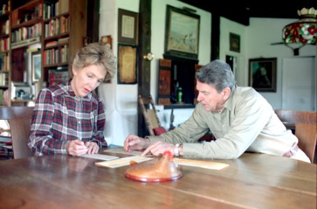 President Ronald Reagan and Nancy Reagan at Rancho Del Cielo photo