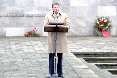 President Ronald Reagan during his trip to the Federal Republic of Germany and his remarks at the Bergen Belsen concentration camp
