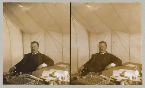 President Roosevelt in his tent, on site of his tent when organizing the Rough Riders - San Antonio, Texas LCCN2013649628