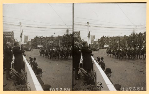 President Roosevelt with the Mayor of Canton reviewing parade on McKinley Memorial Day, Canton, Ohio LCCN2013649593