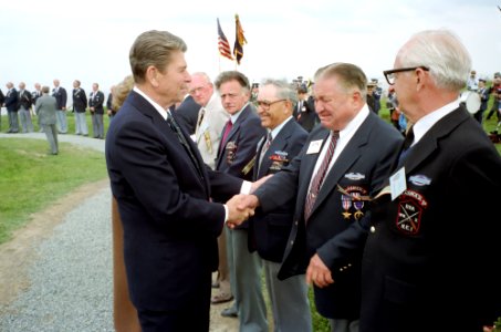 President Ronald Reagan greeting former United States Rangers