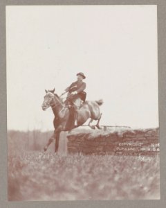 President Theodore Roosevelt on horseback jumping over wall LCCN2013649490