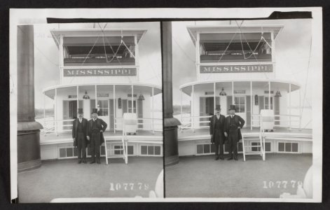 President Theodore Roosevelt posing with another official on the deck of the steamer Mississippi LCCN2013651458