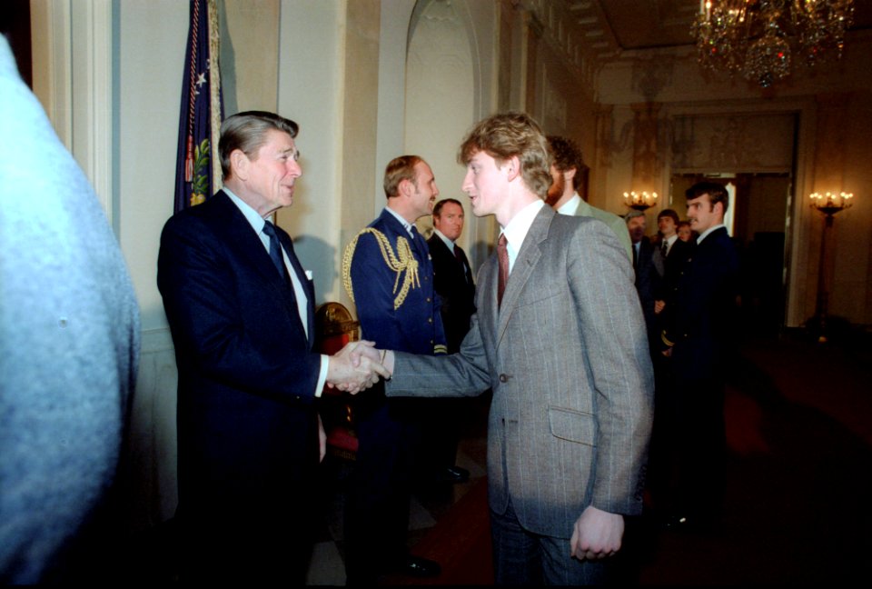 President Ronald Reagan greeting Wayne Gretzky