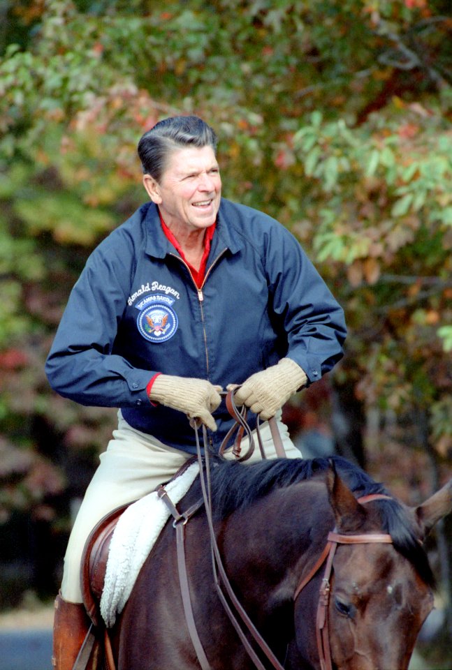 President Ronald Reagan Horseback Riding at Camp David