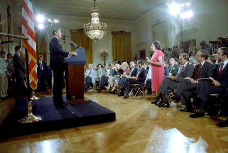 President Ronald Reagan in the East Room