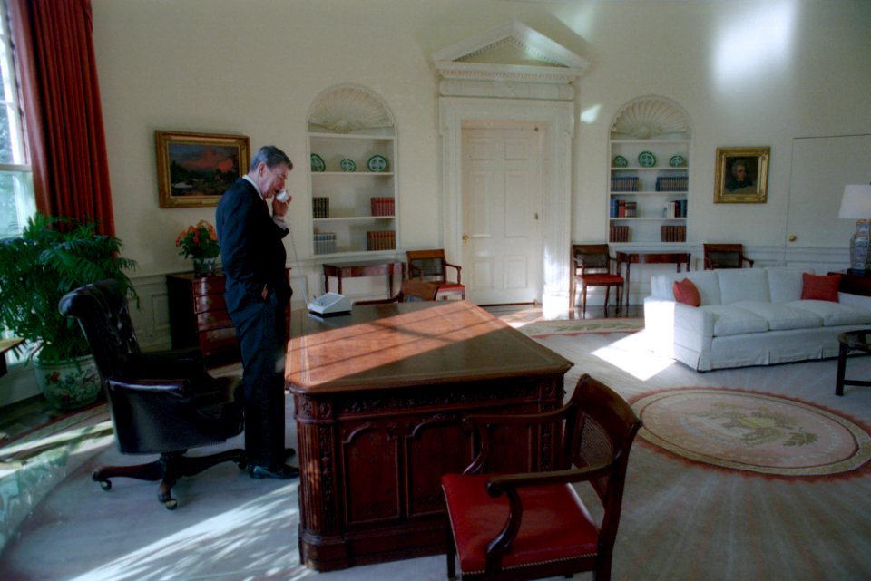 President Ronald Reagan in The Oval Office for The Last Time