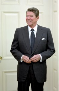 President Ronald Reagan in the Oval Office photo