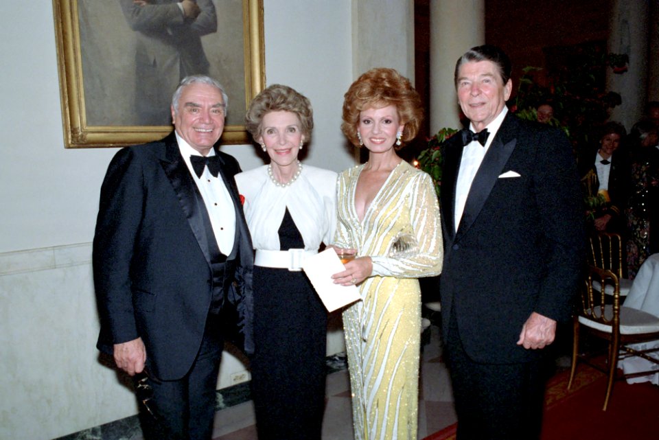 President Ronald Reagan and Nancy Reagan with Ernest Borgnine and Tova Borgnine