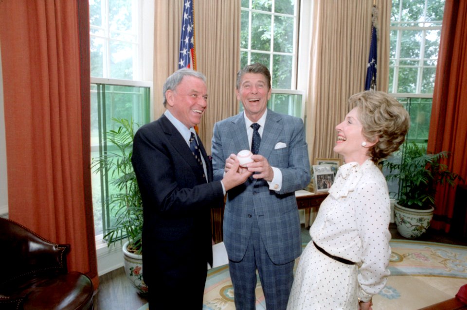 President Ronald Reagan and Nancy Reagan with Frank Sinatra