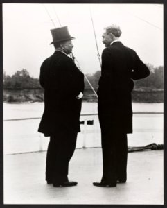 President Theodore Roosevelt and Chief Forester Gifford Pinchot - T.R. and G.P. - on the river steamer Mississippi This picture was taken on the trip of the Inland Waterways Commission down LCCN95514038