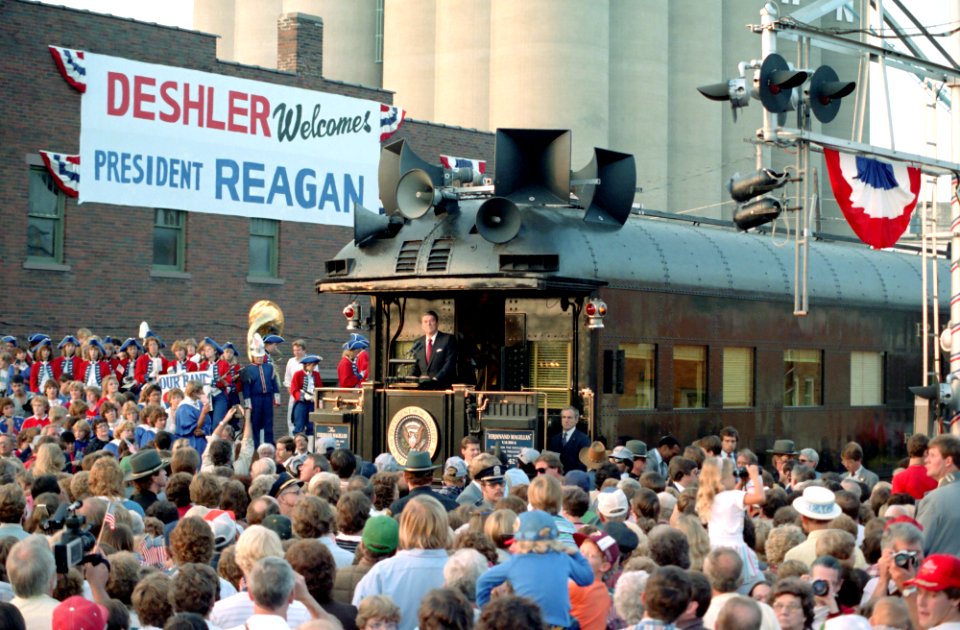 President Ronald Reagan makes remarks in Deshler, Ohio