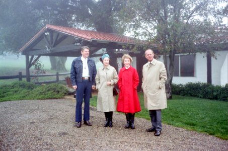 President Ronald Reagan and Nancy Reagan with Queen Elizabeth II and Prince Philip