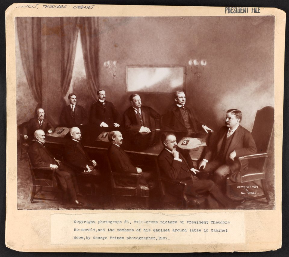 President Theodore Roosevelt, and the members of his cabinet around table in Cabinet Room LCCN2009634005