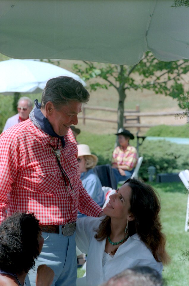 President Ronald Reagan and Patti Davis at Nancy Reagan's Birthday Party at Rancho Del Cielo