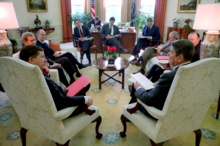 President Ronald Reagan Meeting with The Tower Commission