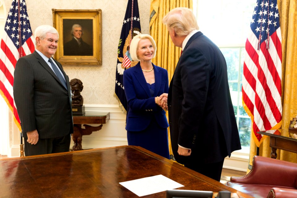 President Trump, Newt Gingrich, and Callista Gingrich 2017