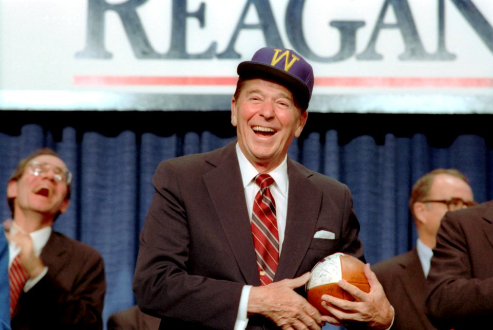 President Ronald Reagan at a campaign rally