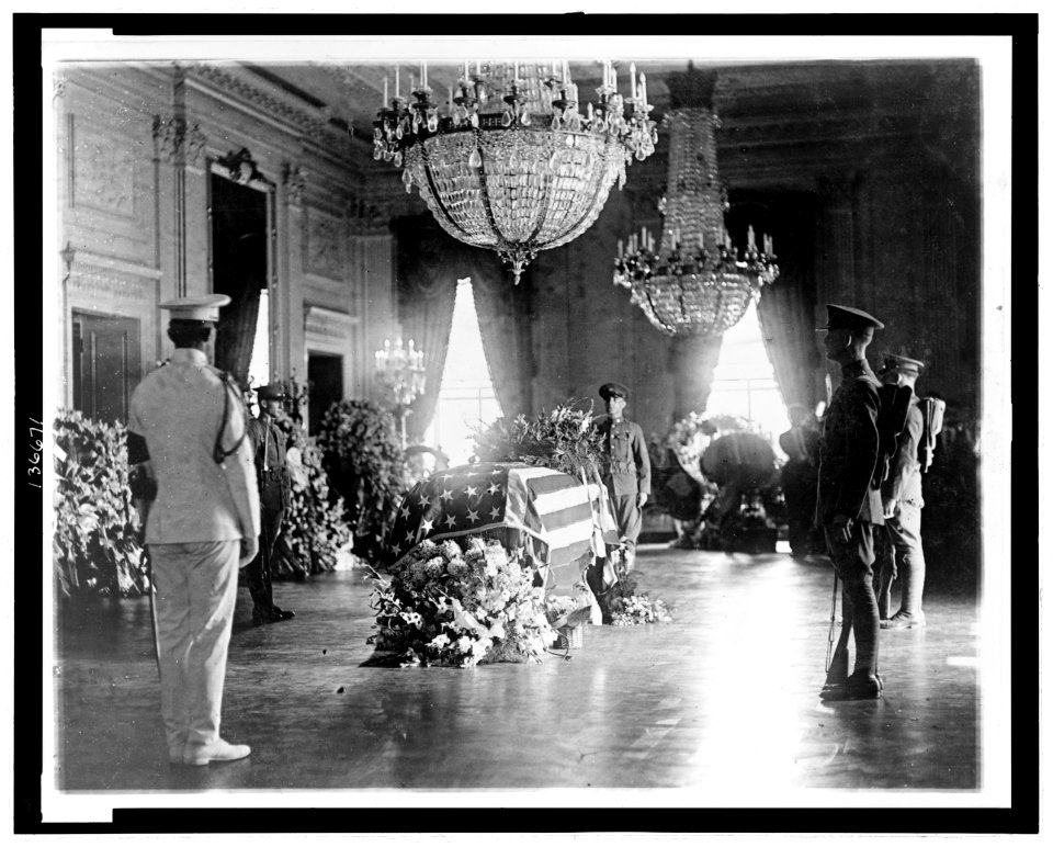 President Warren G. Harding's body lying in state in the East Room of the White House LCCN2006683674