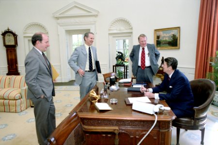 President Ronald Reagan at a Senior Staff Meeting
