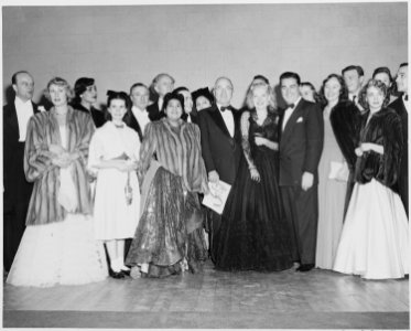 President Truman poses with performers at the inaugural gala at the National Guard Armory in Washington, D. C. Lena... - NARA - 200003 photo