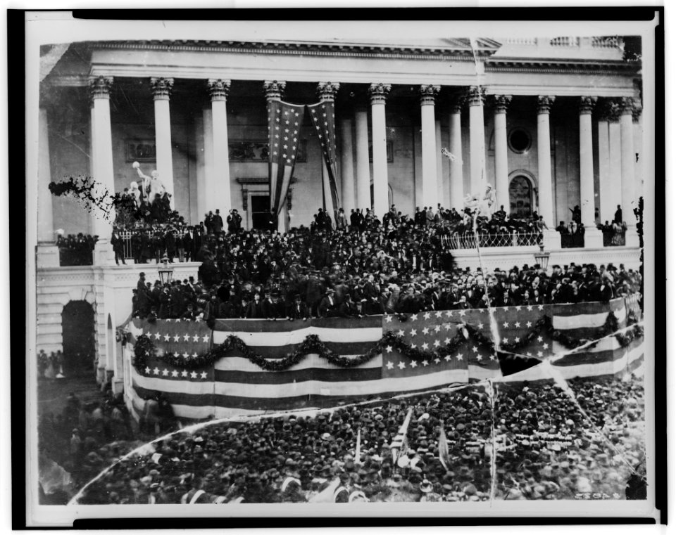 President Ulysses S. Grant delivering his first inaugural address on the east portico of the U.S. Capitol, March 20, 1869 LCCN00650932