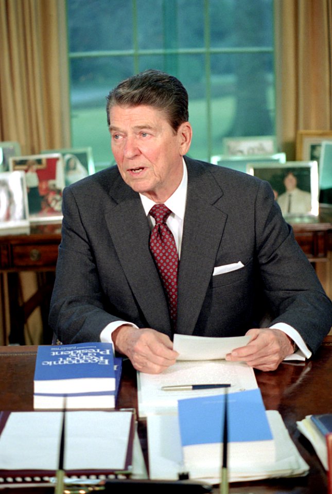 President Ronald Reagan During a Meeting to Sign The Transmittal Papers for The Agenda for The Future and The Economic Report of The President in The Oval Office