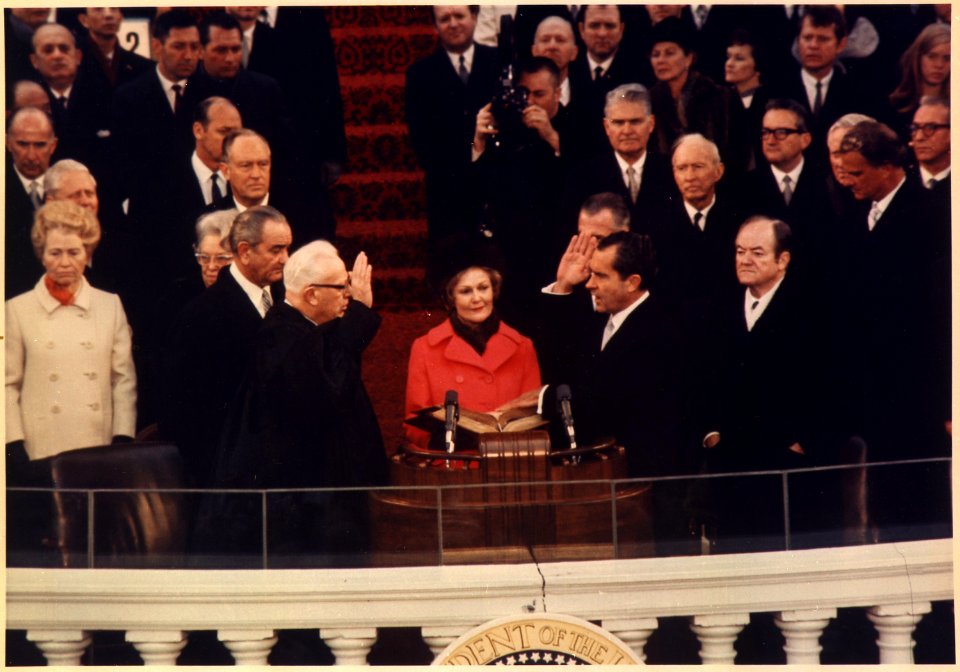 President-elect Nixon taking the oath of office as President of the United States - NARA - 194370