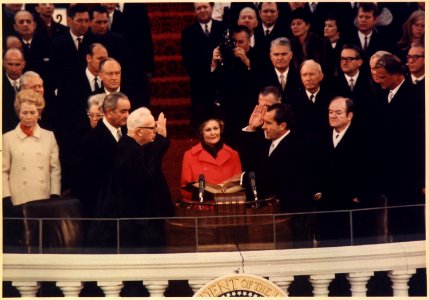 President-elect Nixon taking the oath of office as President of the United States - NARA - 194370