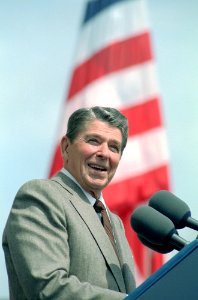 President Ronald Reagan During a Trip to Athens Tennessee and Remarks at a Rally for Tax Reform at The McMinn County Courthouse photo