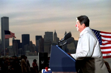 President Ronald Reagan during a trip to New York photo